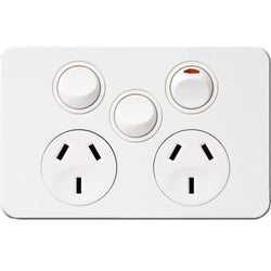 Hager Silhouette 10A Twin Socket Horz + Mech