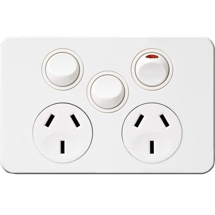 Hager Silhouette 10A Twin Socket Horz + Mech
