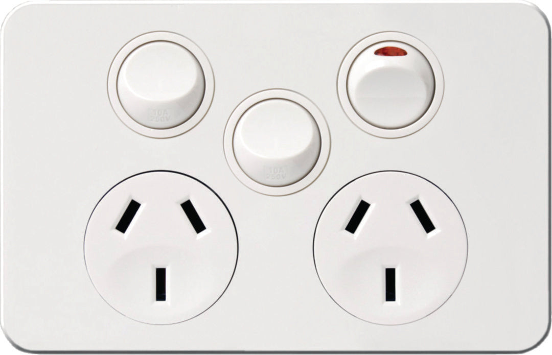 Hager Silhouette 10A Twin Socket Horz + Mech Matt White