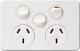Hager Silhouette 10A Twin Socket Horz + Mech Matt White