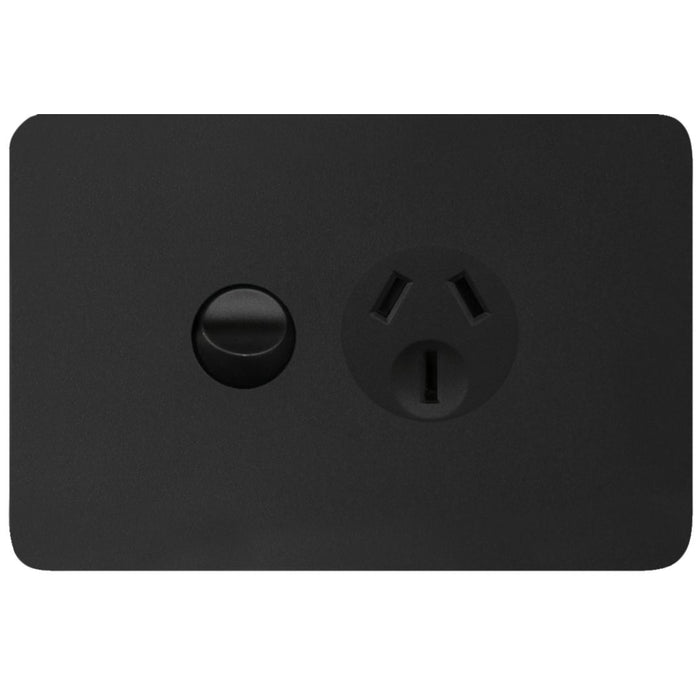 Hager Allure Single GPO 15A Matt Black