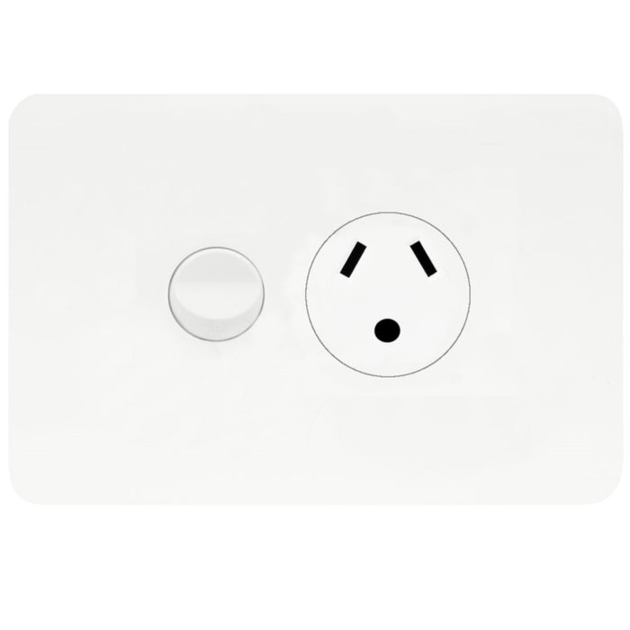 Hager Allure Single GPO 10A With Round Earth Matt White