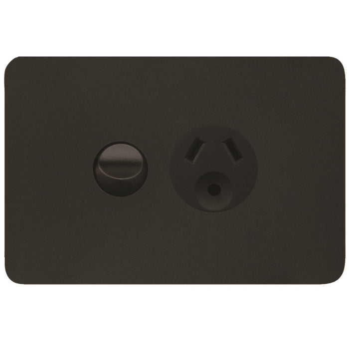 Hager Allure Single GPO 10A With Round Earth Matt Black
