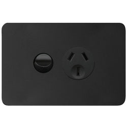 Hager Allure Single GPO 10A Matt Black
