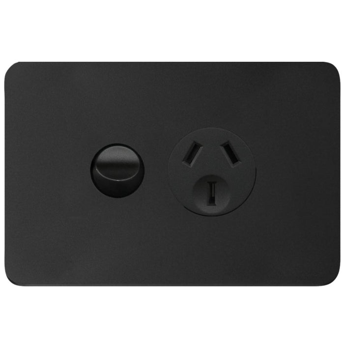 Hager Allure Single GPO 10A Matt Black