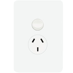 Hager Allure Single GPO 10A Vertical Matt White
