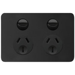 Hager Allure Double GPO Matt Black