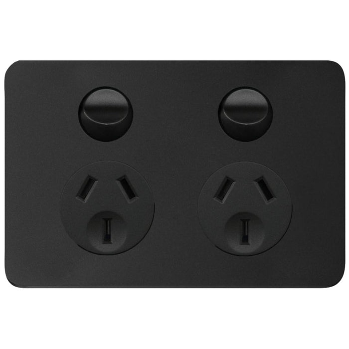 Hager Allure Double GPO Matt Black