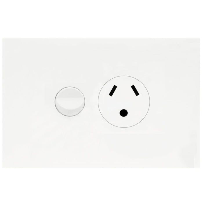 Hager Finesse Single GPO 10A With Round Earth Matt White