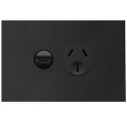 Hager Finesse Single GPO 10A Matt Black