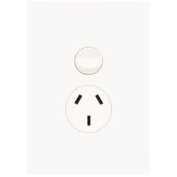 Hager Finesse Single GPO 10A Vertical Matt White