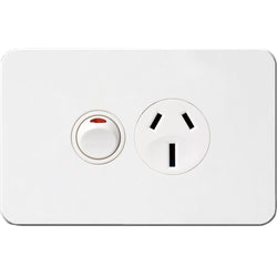 Hager Silhouette 15A Socket Horz + Shutter