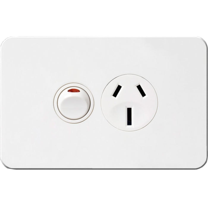 Hager Silhouette 15A Socket Horz + Shutter