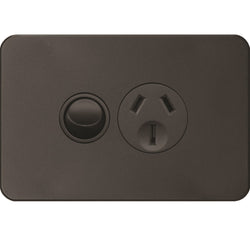 Hager Silhouette 15A Socket Horz + Shutter Matt Black
