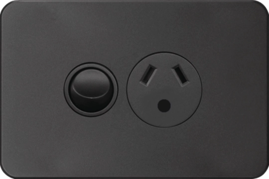 Hager Silhouette 10A Socket R Earth Matt Black