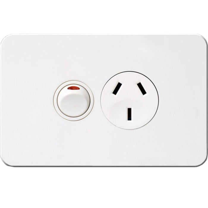Hager Silhouette 10A Socket Horz + Shutter