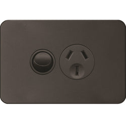 Hager Silhouette 10A Socket Horz + Shutter Matt Black