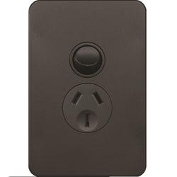 Hager Silhouette 10A Socket Vertical + Shutter Matt Black