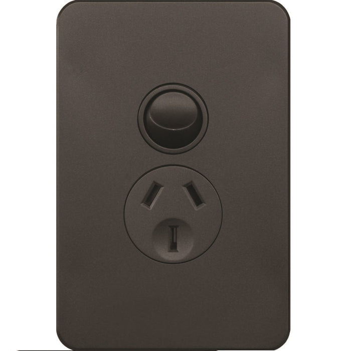 Hager Silhouette 10A Socket Vertical + Shutter Matt Black