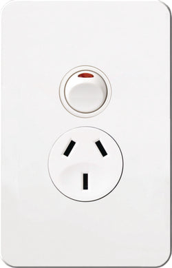 Hager Silhouette 10A Socket Vertical + Shutter Matt White