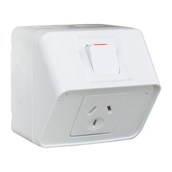 Hager Weatherproof 15A Single GPO White