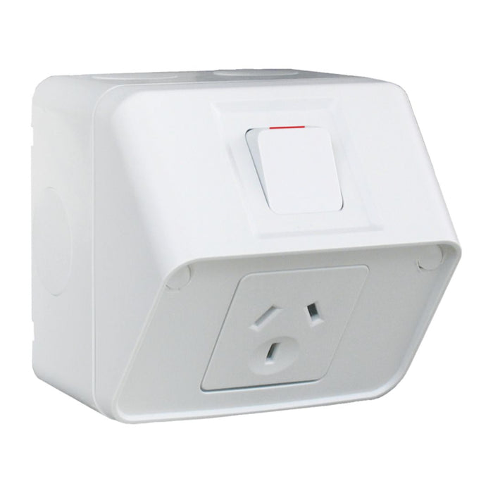Hager Weatherproof 15A Single GPO White