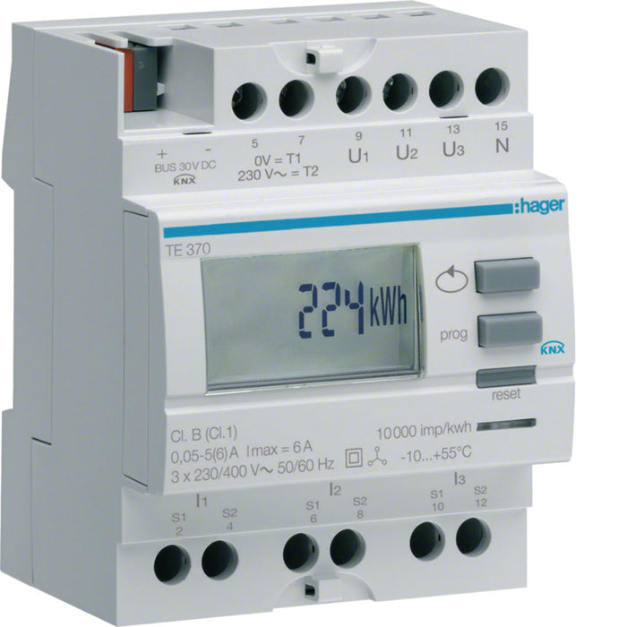 Hager 3Ph Kwhmeter Via CT KNX Output