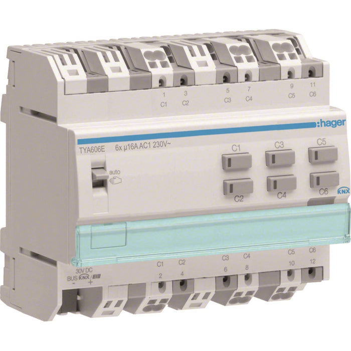 Hager Output 6 -Fold 16A Current Monitoring