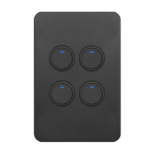 Hager Allure KNX Switch With Neon 4 Gang Matt Black