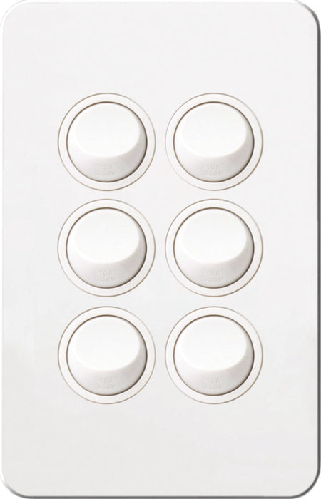 Hager Silhouette 6G Lp Switch Vertical Matt White