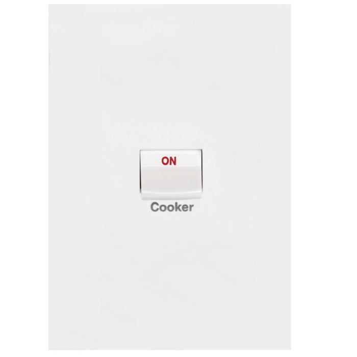Hager Finesse Cooker Switch 40A Double Pole Vertical