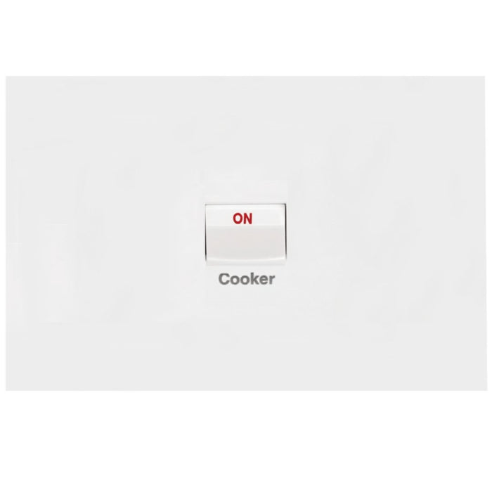 Hager Finesse Cooker Switch 40A Double Pole Horizontal Matt White