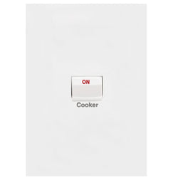 Hager Finesse Cooker Switch 40A Double Pole Vertical Matt White