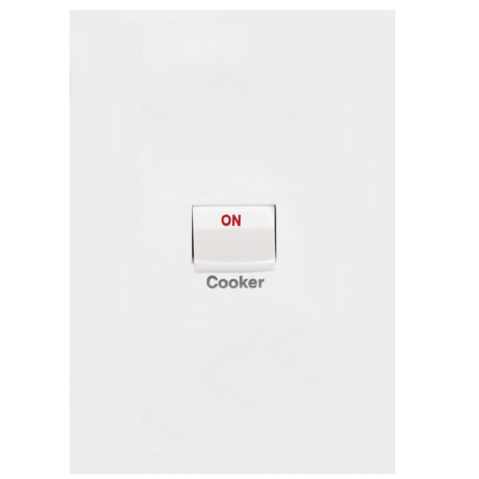 Hager Finesse Cooker Switch 40A Double Pole Vertical Matt White