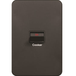 Hager Silhouette 40A 2 Pole Cooker Switch Matt Black