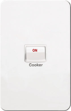 Hager Silhouette 40A 2 Pole Cooker Switch Matt White