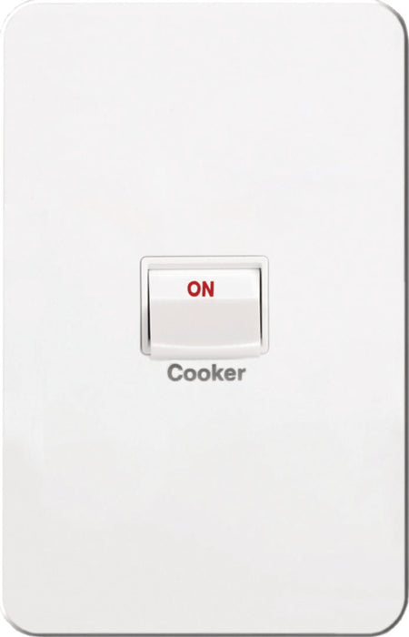Hager Silhouette 40A 2 Pole Cooker Switch Matt White