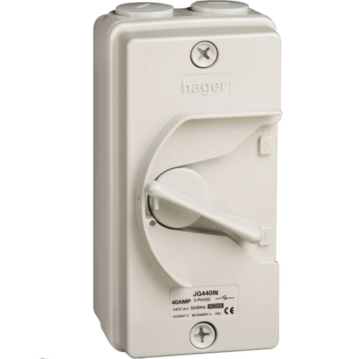 Hager IP66 40A 3P Switch Neutral Isolator