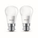 Philips LED Lustre 5.5-40W BC B22 2700K P45 Frosted Non-Dimmalbe 2pc