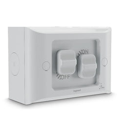 Legrand HPM AQUA LIFE 2 GANG SWITCH 16A IP66 SURFACE MOUNT LIMESTONE GY