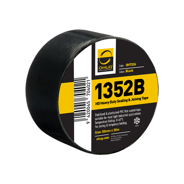 Ohug 1352B Black PVC Sealing and Jointing Tape 50mm x 30m