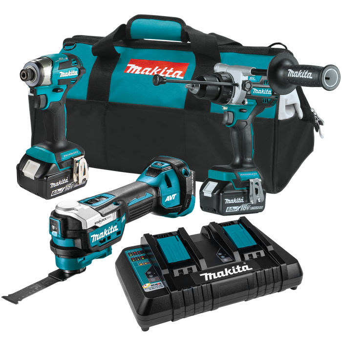 Makita 18V 3pc Combo Kit, DHP486Z Hammer Drill, DTD173Z Impact Driver, DTM52ZX3 Multi Tool