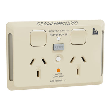Clipsal RCD 10mA Twin socket 10A Horizontal BG