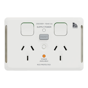 Clipsal RCD 10mA Twin socket 10A Horizontal WE