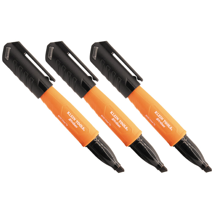 Klein 3Pk Black Chisel Marker