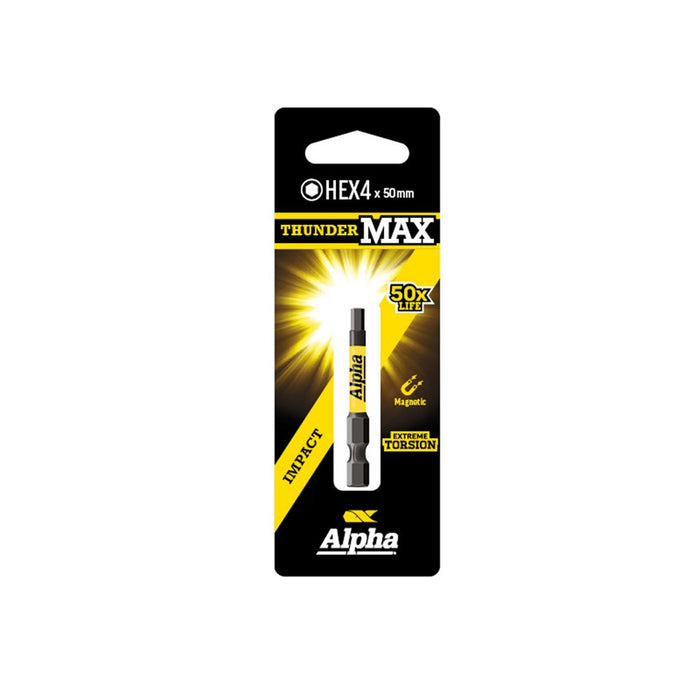 Alpha ThunderMax HEX4 x 50mm Impact Power Bit Carded
