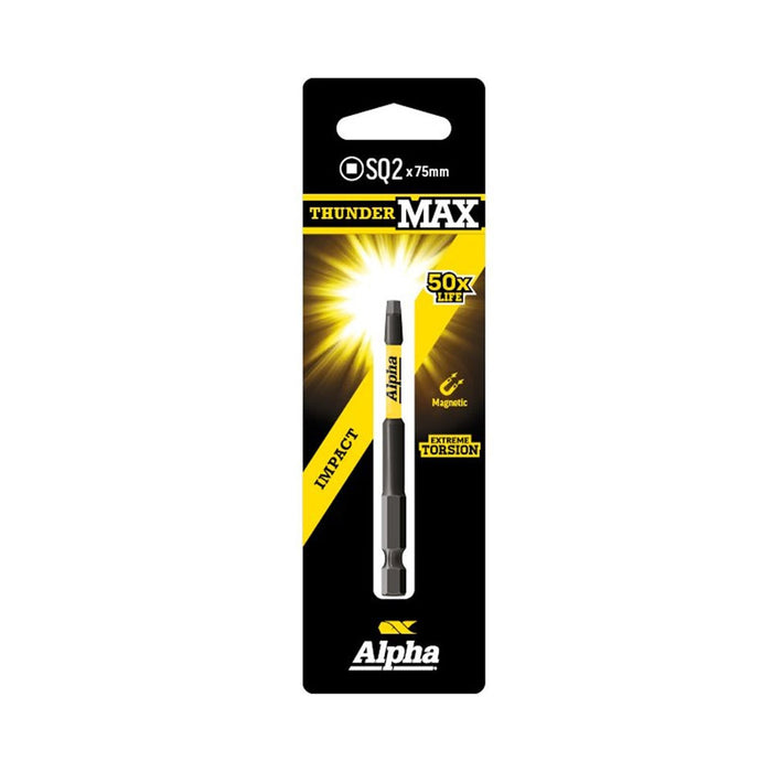 Alpha ThunderMax SQ2 x 75mm Impact Power Bit Carded
