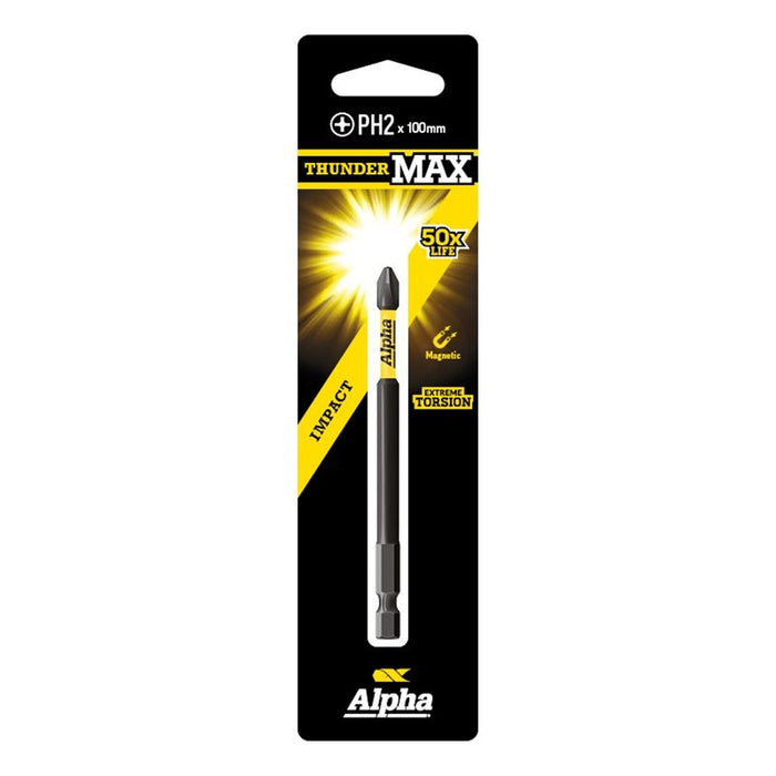 Alpha ThunderMax PH2 x 100mm Impact Power Bit Carded