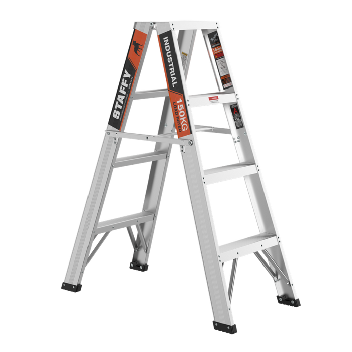 Staffy Step Ladder Double Sided Aluminum 4 Step 150kg rated
