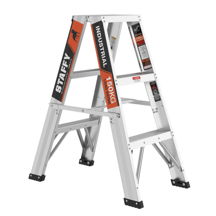 Staffy Step Ladder Double Sided Aluminum 3 Step 150kg rated